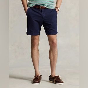 NWT Polo Ralph Lauren 8-Inch Navy Straight Fit Linen-Cotton Shorts 33 W